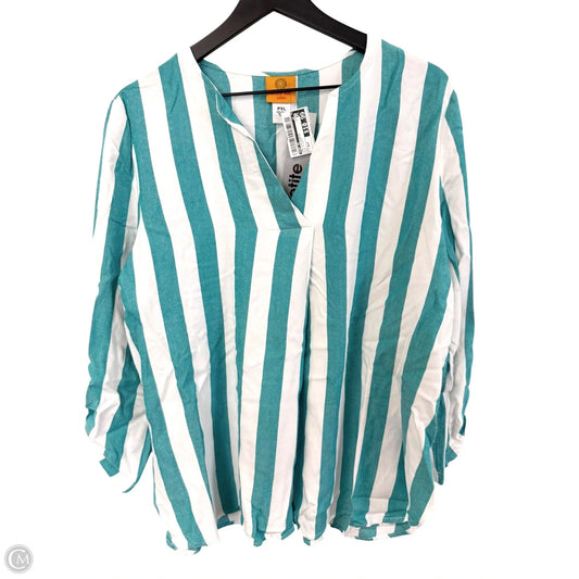 Top 3/4 Sleeve By Ruby Rd In Blue & White, Size: Xlp
