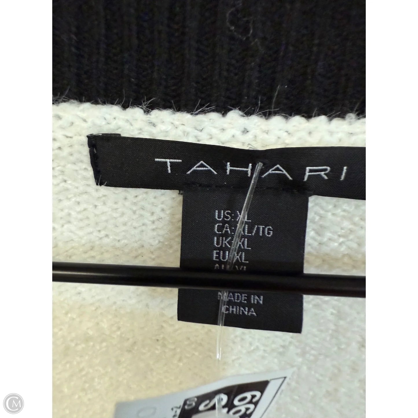 Sweater Cardigan By T Tahari In Black & White, Size: Xl