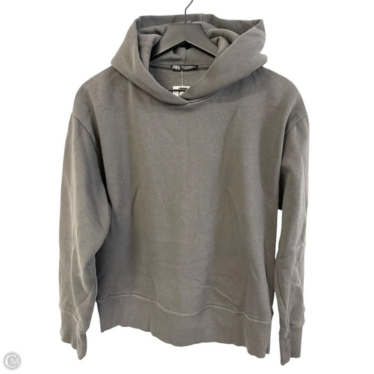 Sweatshirt Hoodie By Zara In Grey, Size: S