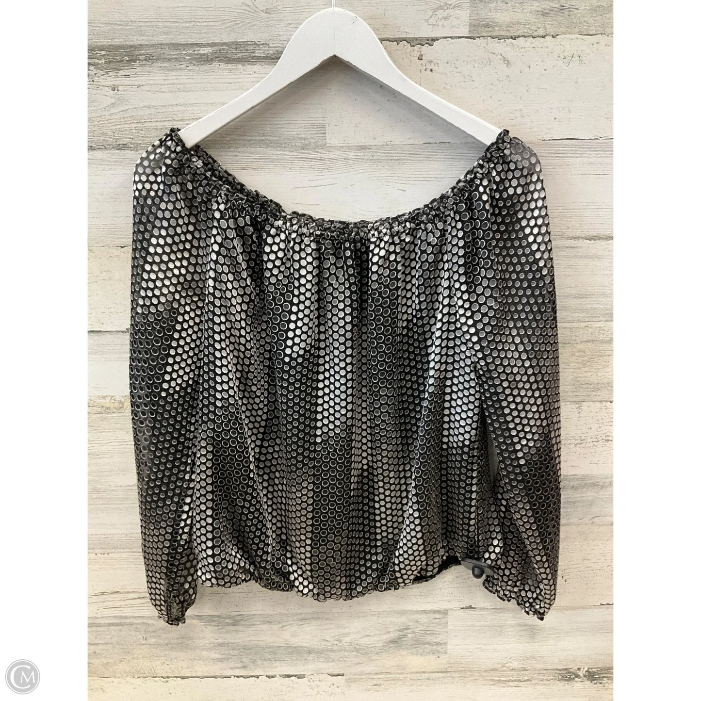 Blouse Long Sleeve By White House Black Market In Black & White, Size: M