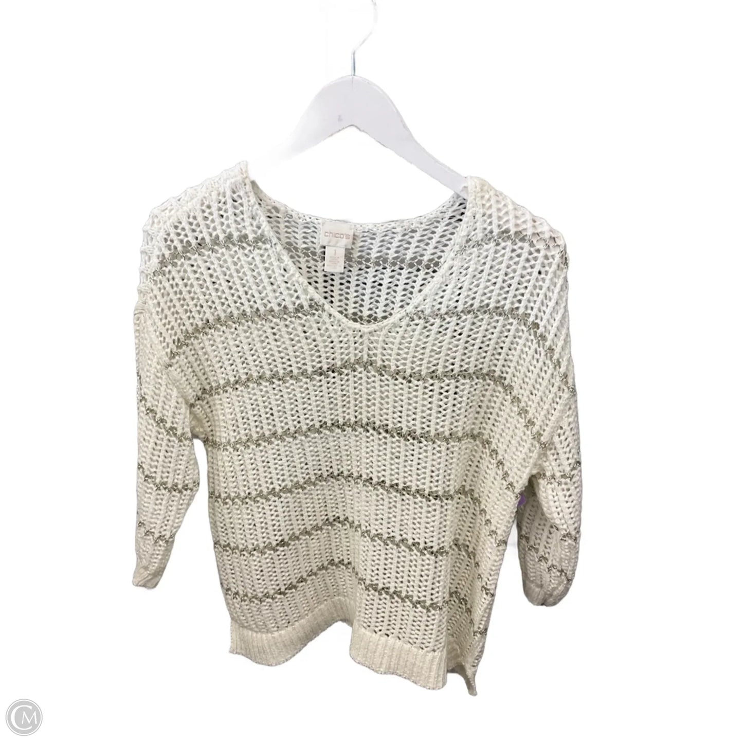 Sweater By Chicos In White, Size: M