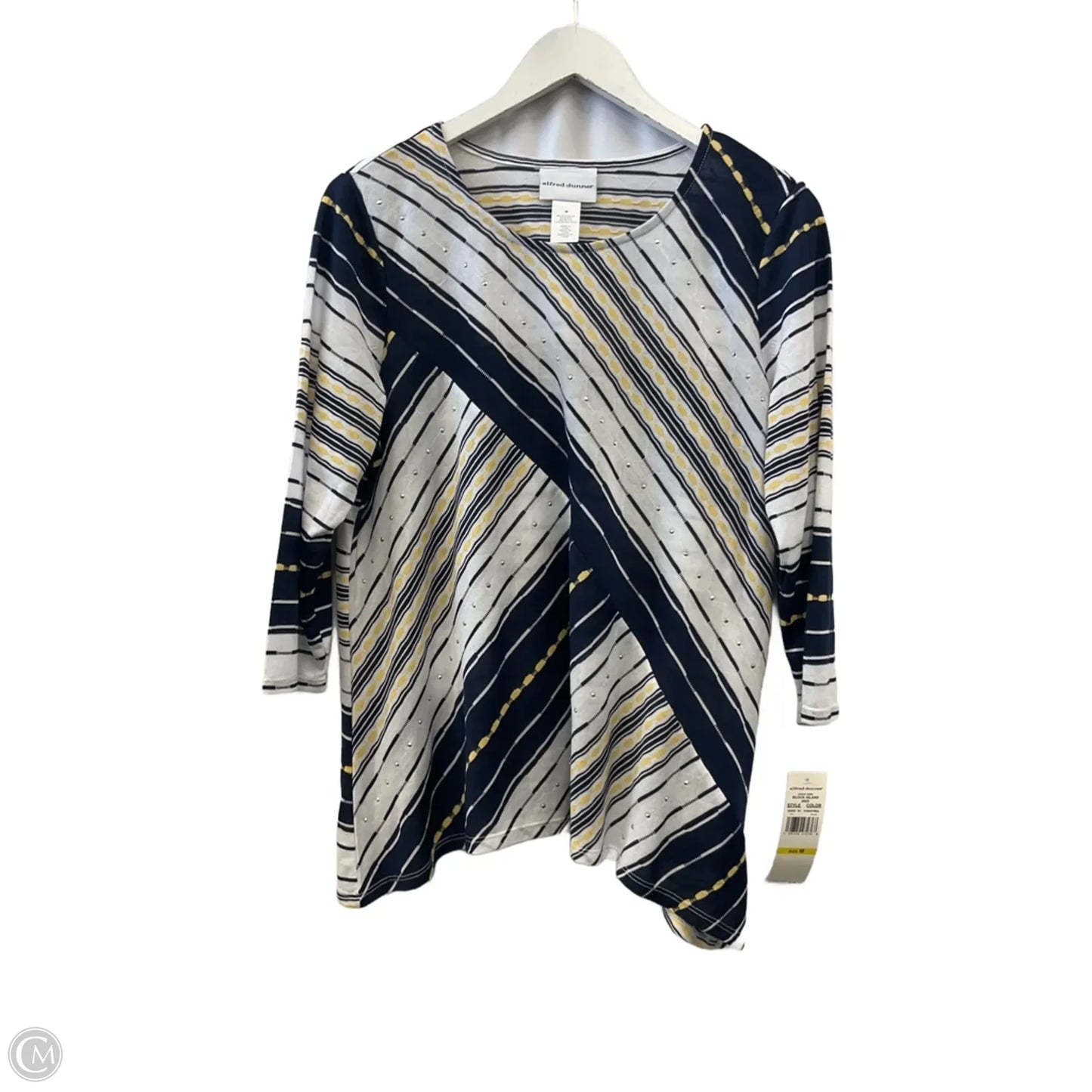 Top 3/4 Sleeve By Alfred Dunner In Blue & White, Size: M
