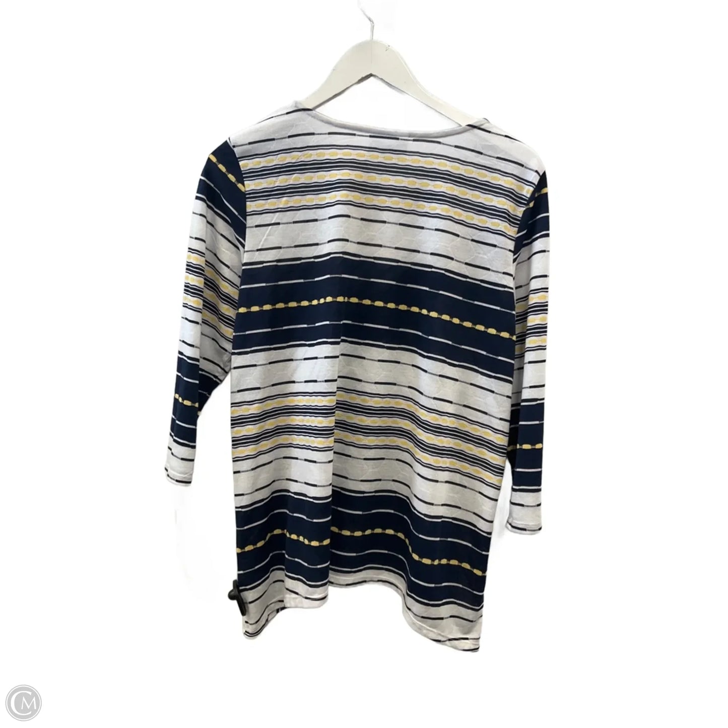 Top 3/4 Sleeve By Alfred Dunner In Blue & White, Size: M