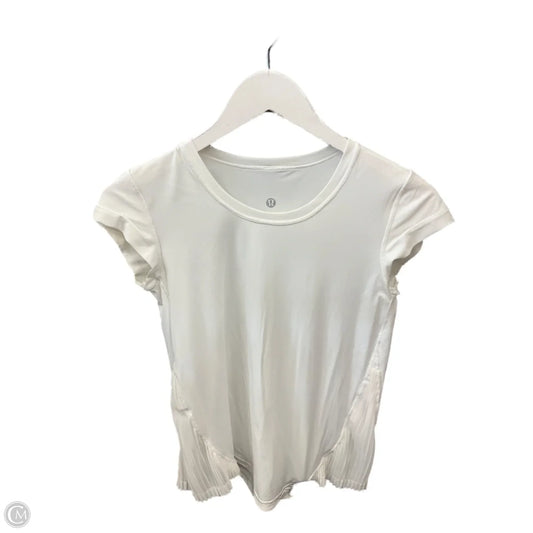 Athletic Top Short Sleeve By Lululemon In White, Size: 6