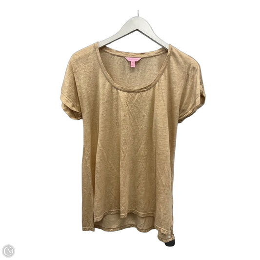 Top Short Sleeve Designer By Lilly Pulitzer In Gold, Size: M