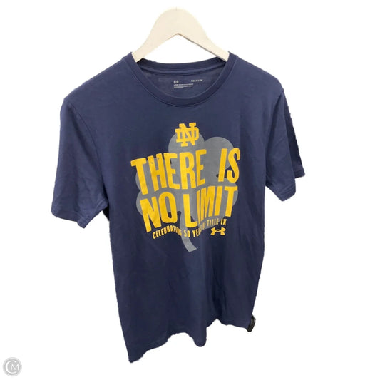 Athletic Top Short Sleeve By Under Armour In Navy, Size: S