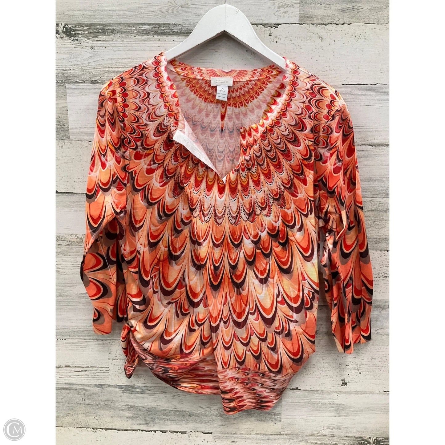 Top Long Sleeve By Chicos In Orange, Size: Xl