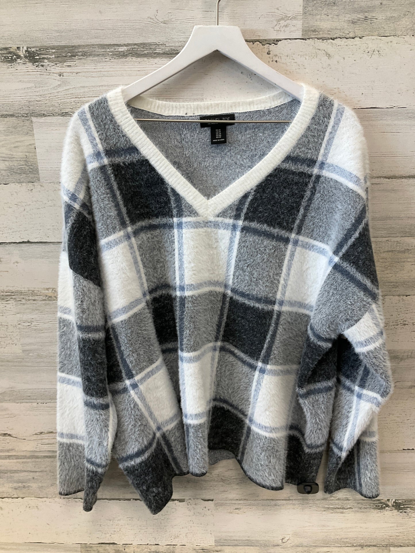 Sweater By Rachel Zoe In Blue & White, Size: 1x
