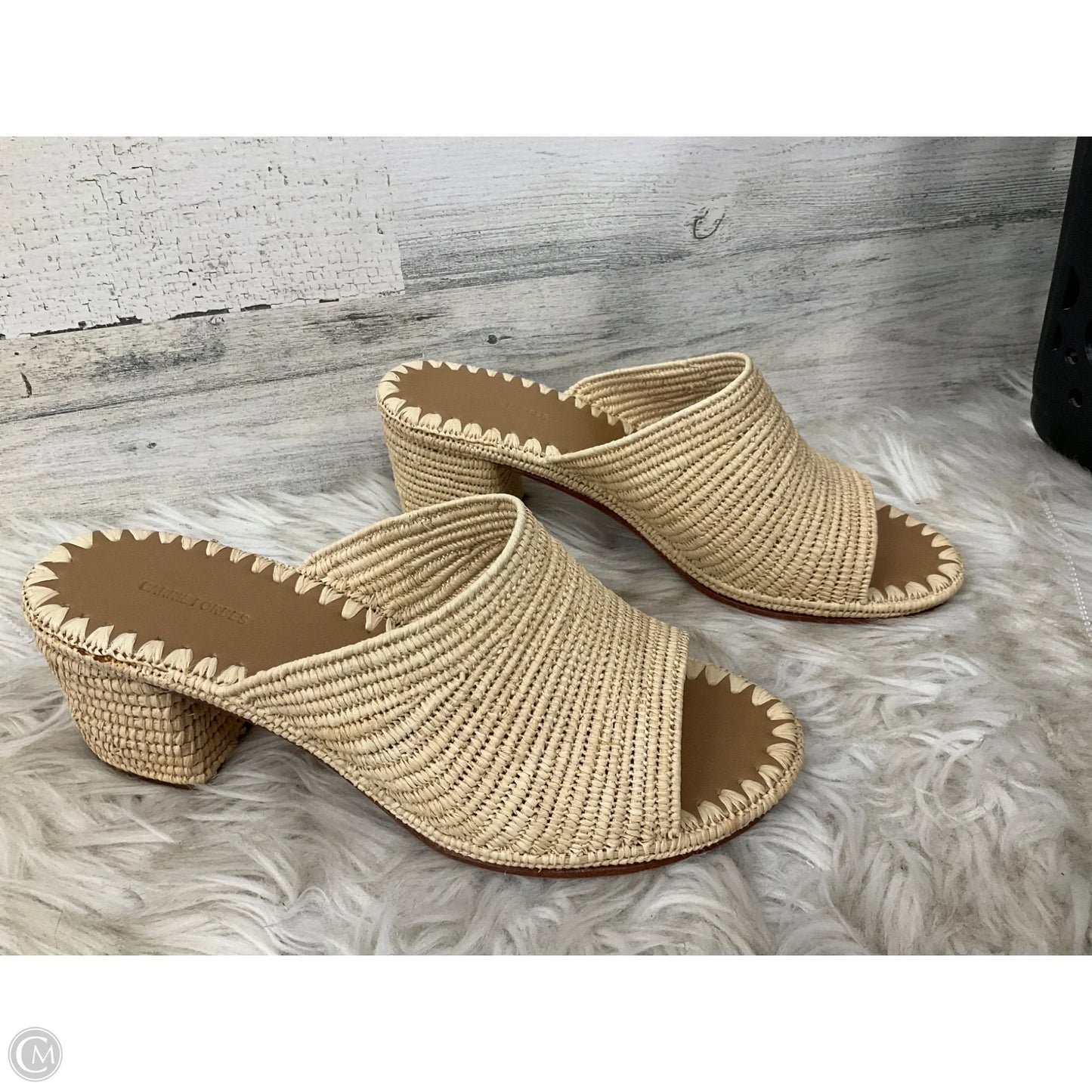 Sandals Heels Block By Carrie Forbes In Tan, Size: 8