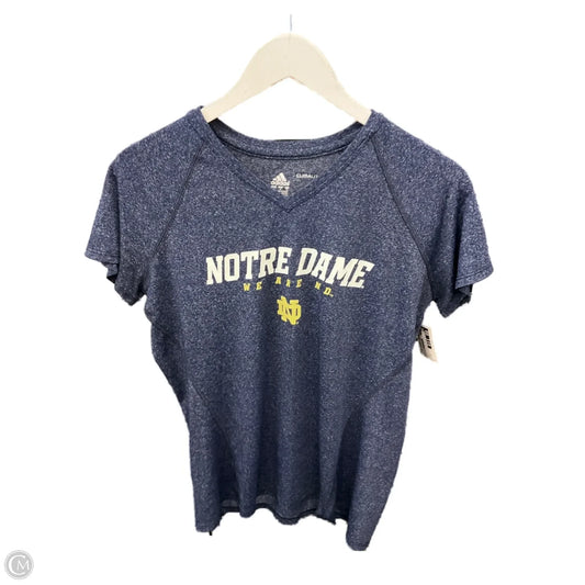 Athletic Top Short Sleeve By Adidas In Navy, Size: M