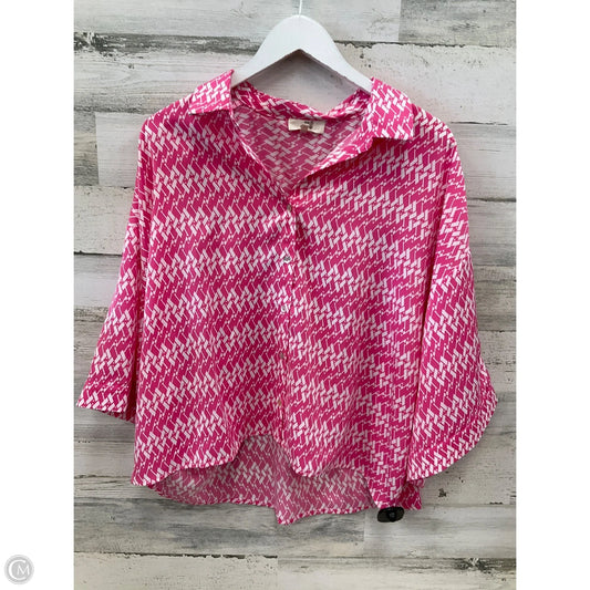 Top Short Sleeve By Entro In Pink & White, Size: M