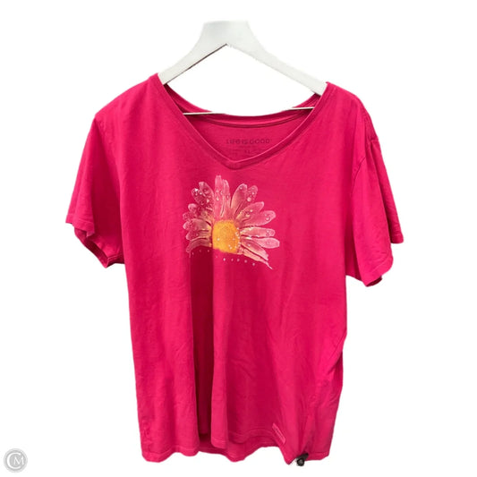 Top Short Sleeve By Life Is Good In Pink, Size: Xl