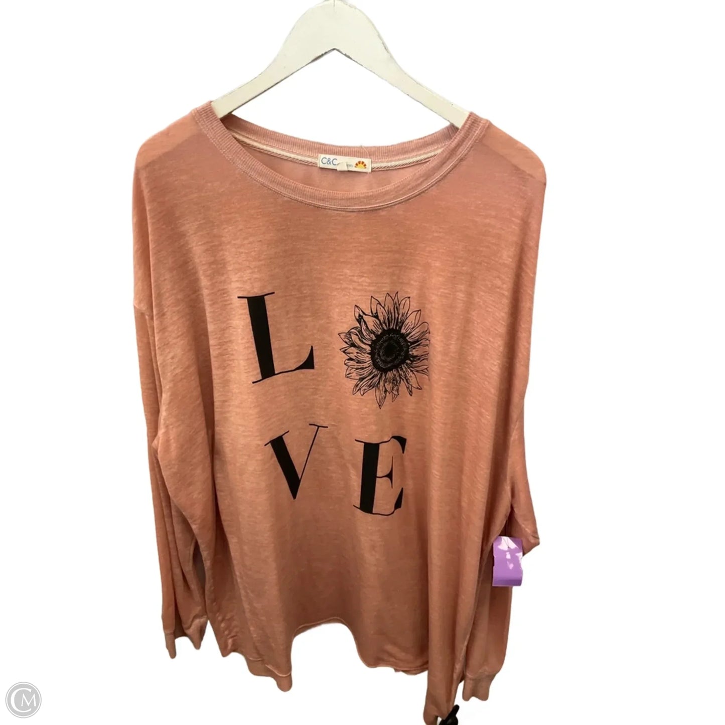 Top Long Sleeve By C And C In Pink, Size: 2x