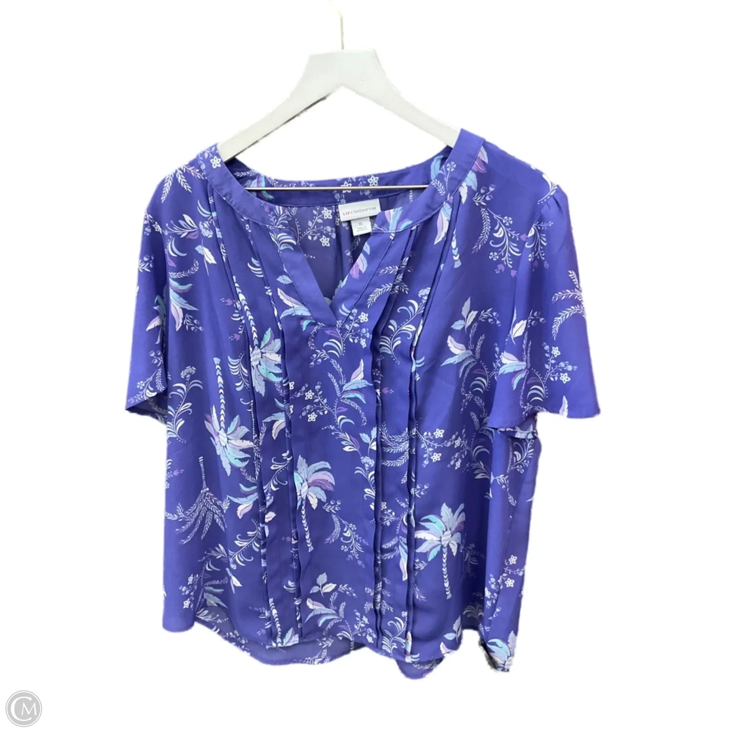 Top Short Sleeve By Liz Claiborne In Purple, Size: Xl