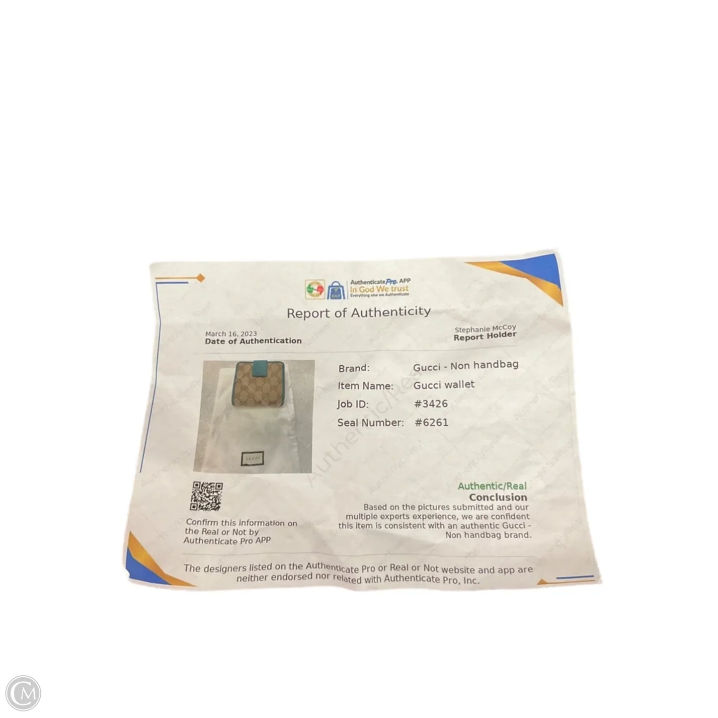 Wallet Luxury Designer By Gucci, Size: Small