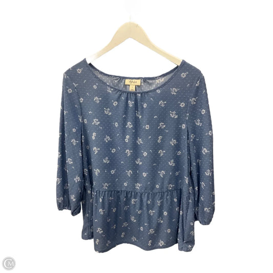 Top 3/4 Sleeve By Style And Company In Blue, Size: L
