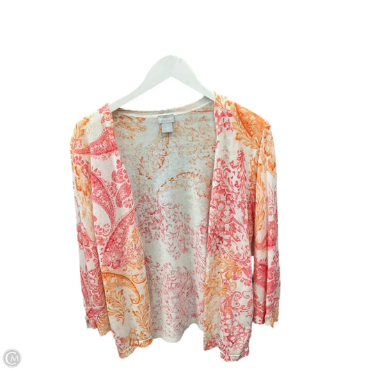 Cardigan By Chicos In Orange & Pink, Size: M