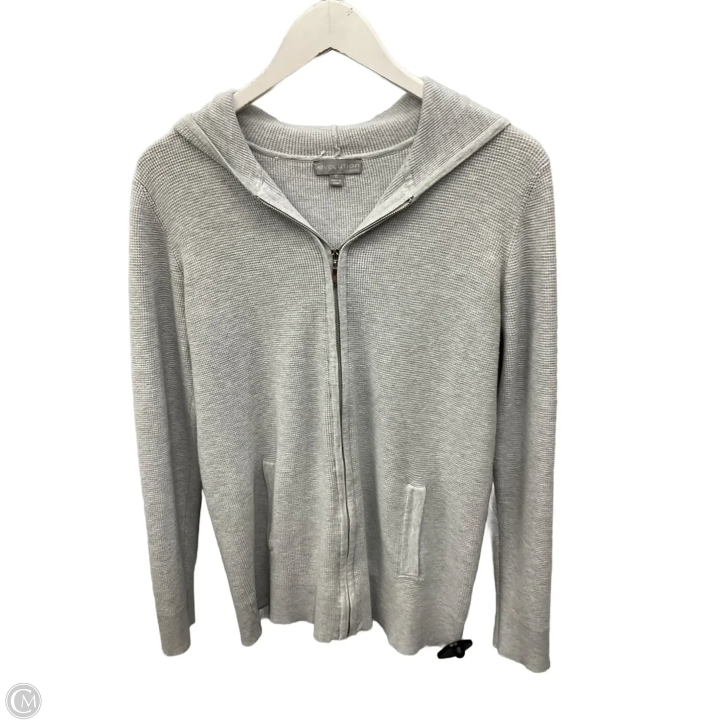 Sweater Cardigan By Evolution In Grey, Size: Xl