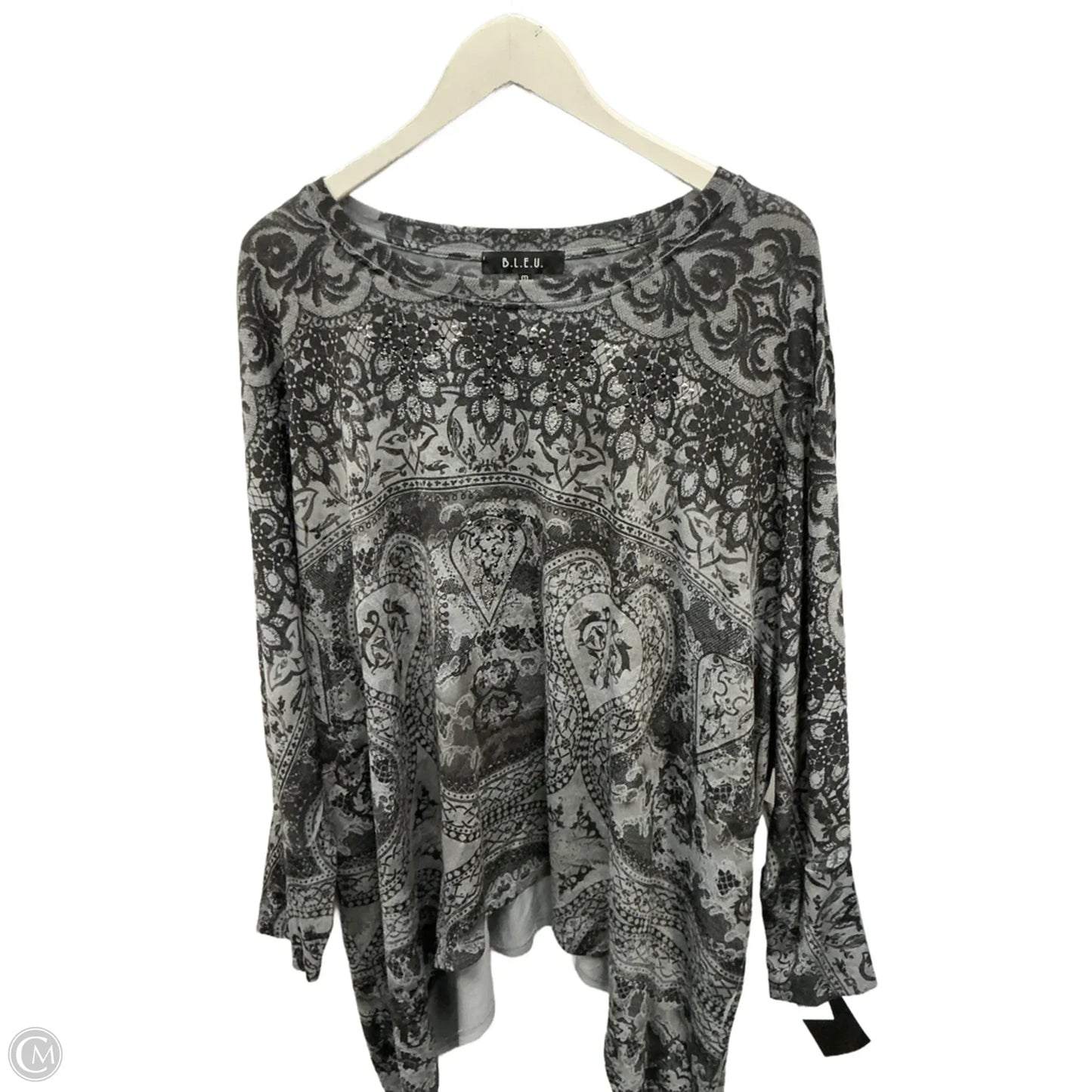 Top Long Sleeve By Bleu In Grey, Size: M