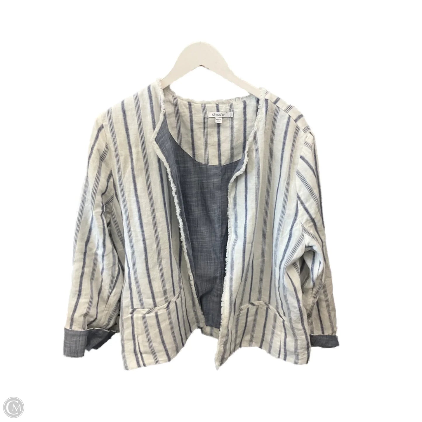 Blazer By Chicos In Blue & White, Size: Xl