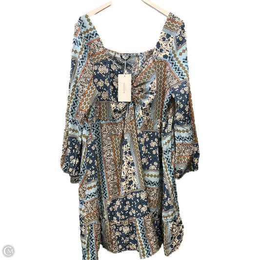 Dress Casual Midi By Clothes Mentor In Blue & Brown, Size: 3x