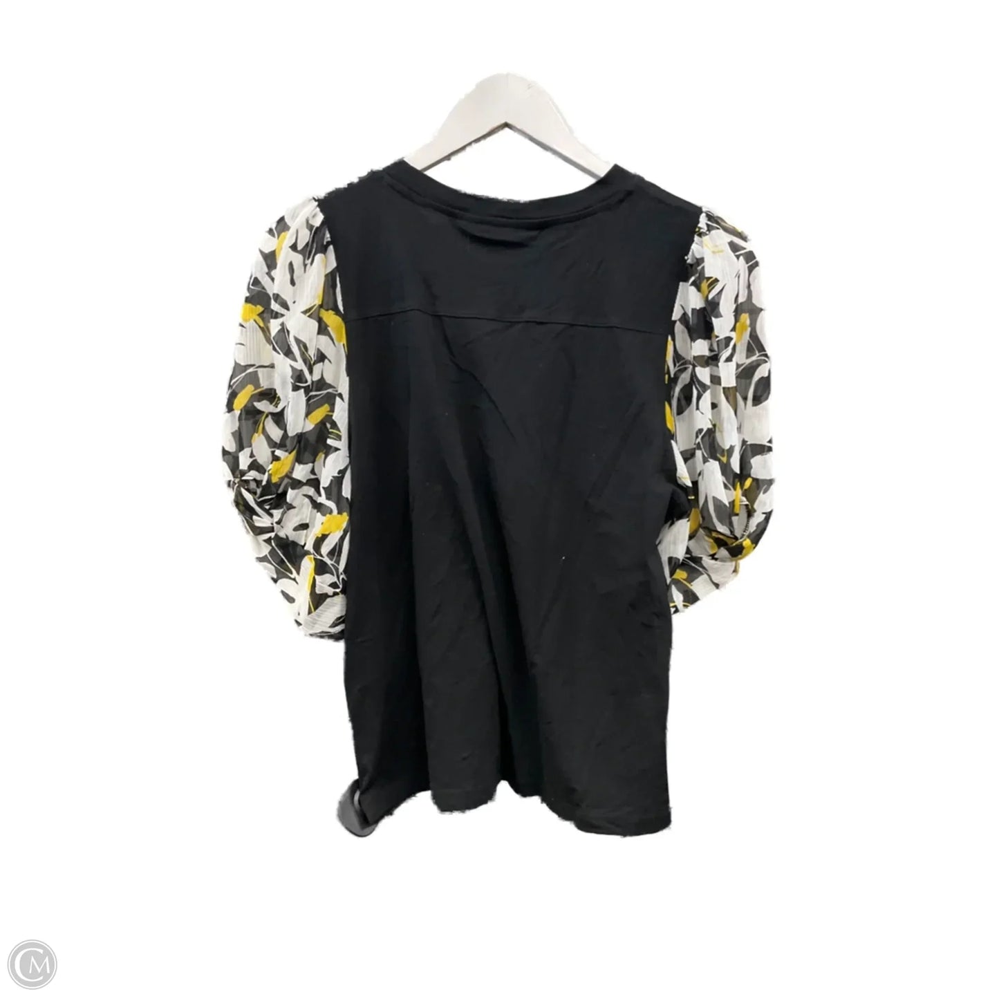 Top Short Sleeve By Dkny In Black & Yellow, Size: S