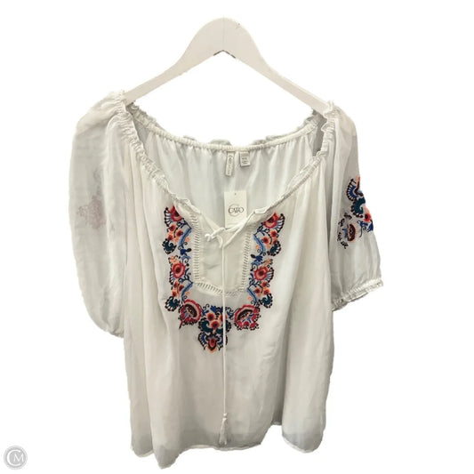 Top Short Sleeve By Cato In White, Size: 1x