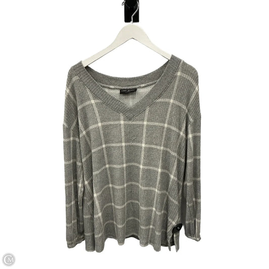 Top Long Sleeve By Lane Bryant In Grey & White, Size: M
