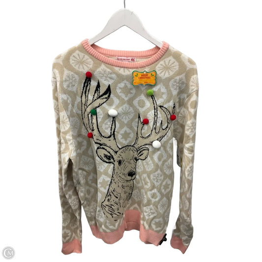 Sweater By Clothes Mentor In Tan & White, Size: L