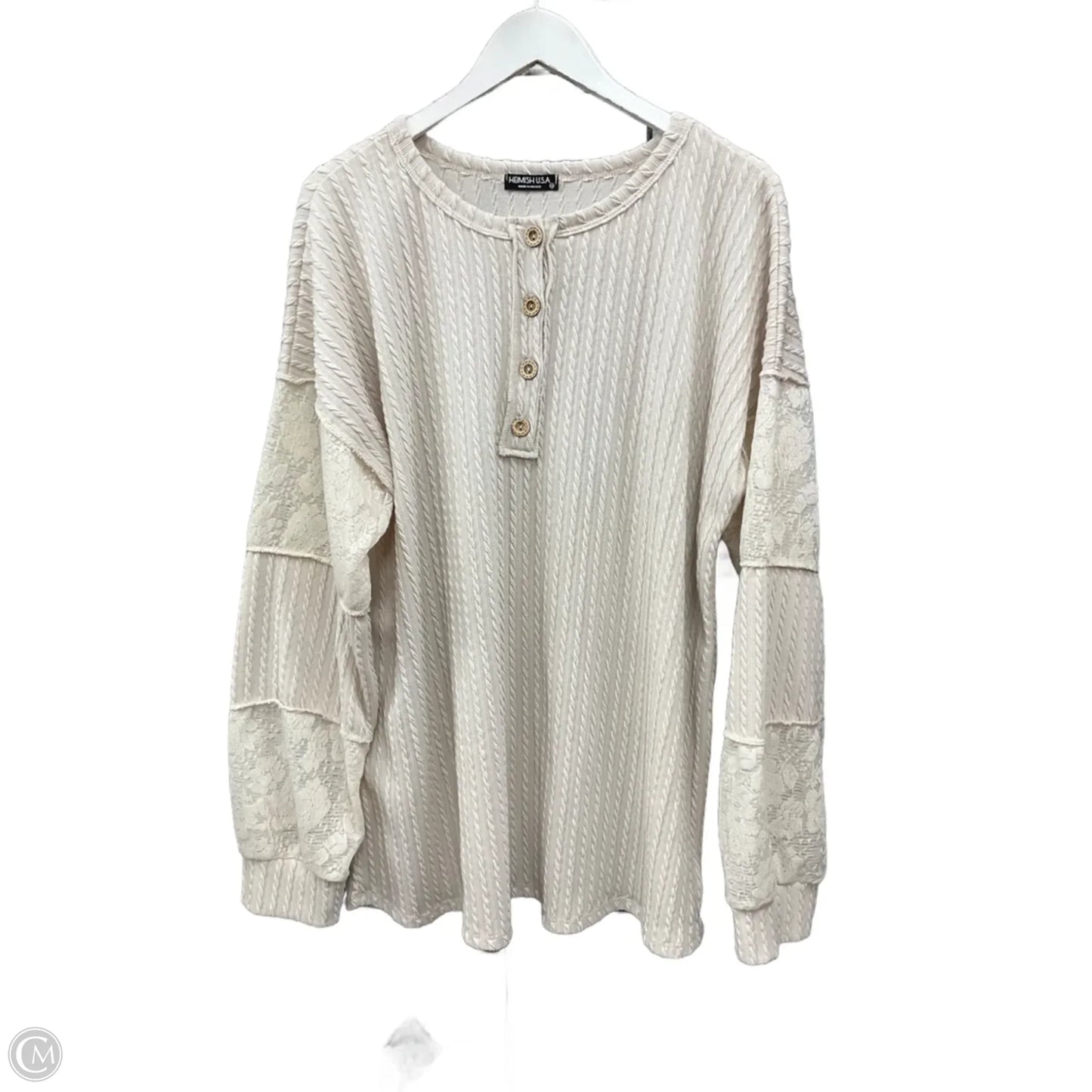 Top Long Sleeve By Heimish Usa In Cream, Size: 3x