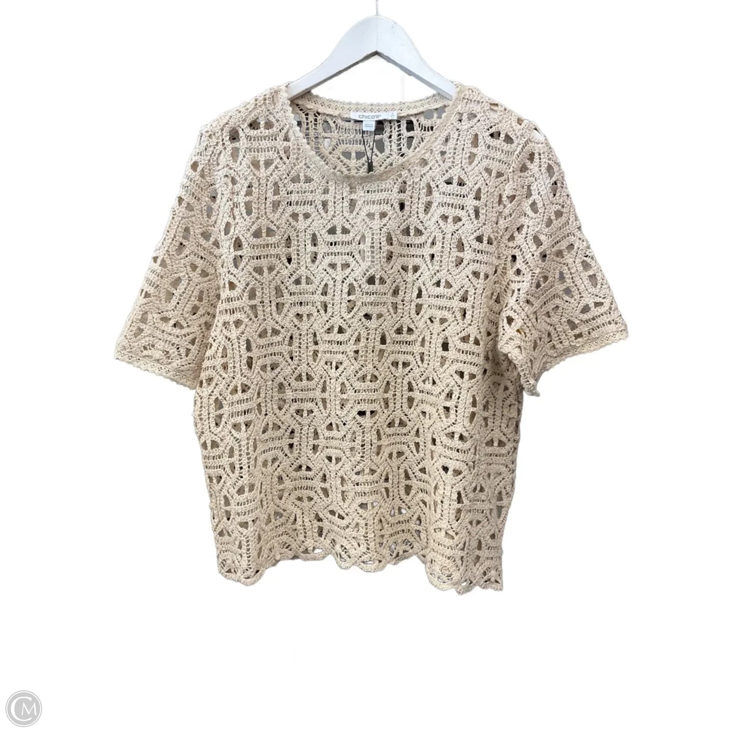 Top Short Sleeve By Chicos In Tan, Size: L