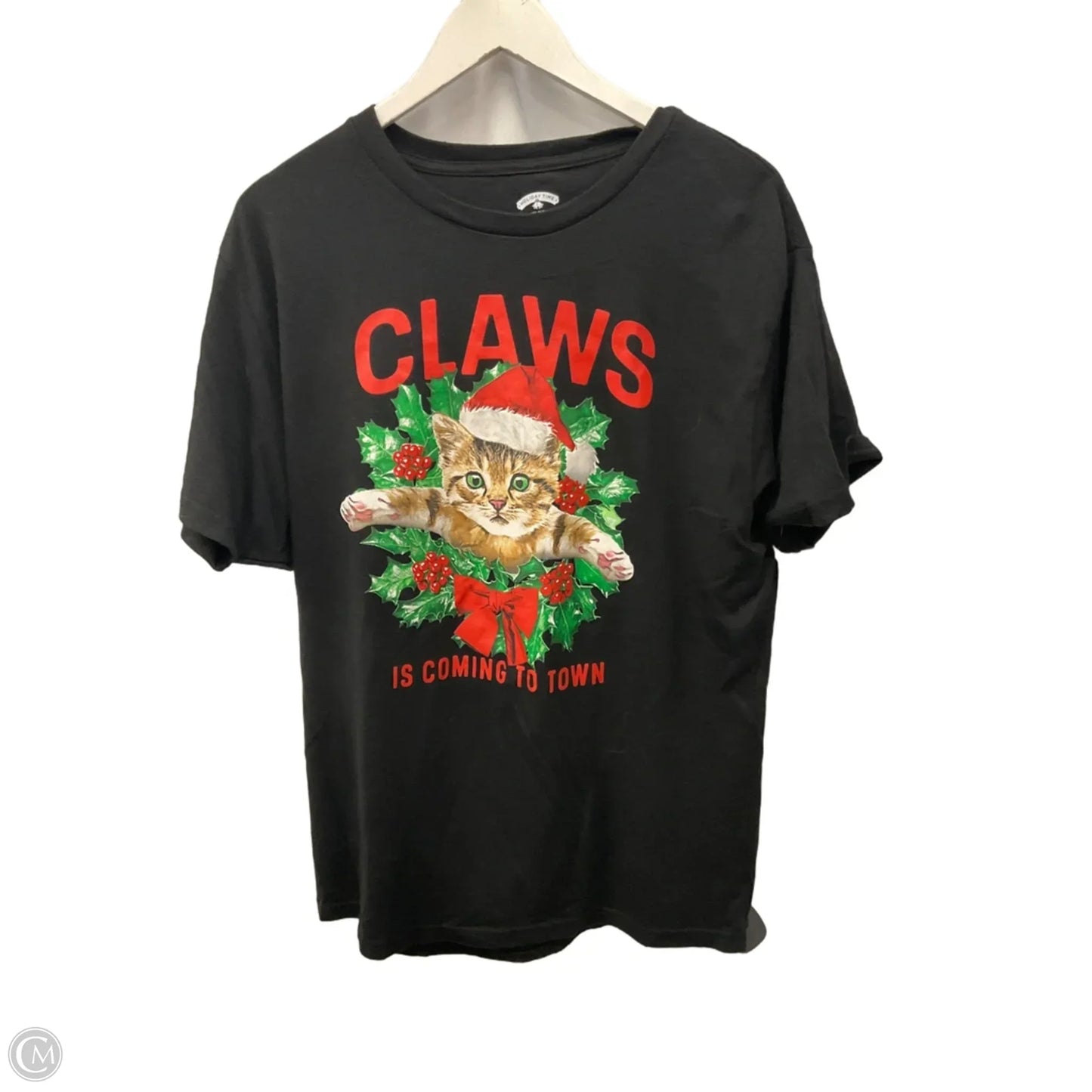 Top Short Sleeve By Holiday Time In Black, Size: Xl