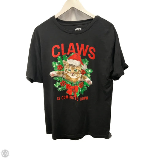 Top Short Sleeve By Holiday Time In Black, Size: Xl