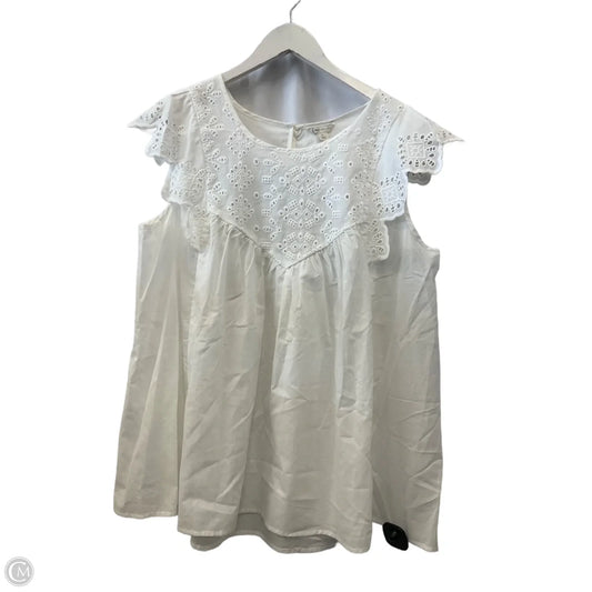 Top Short Sleeve By Cato In White, Size: L