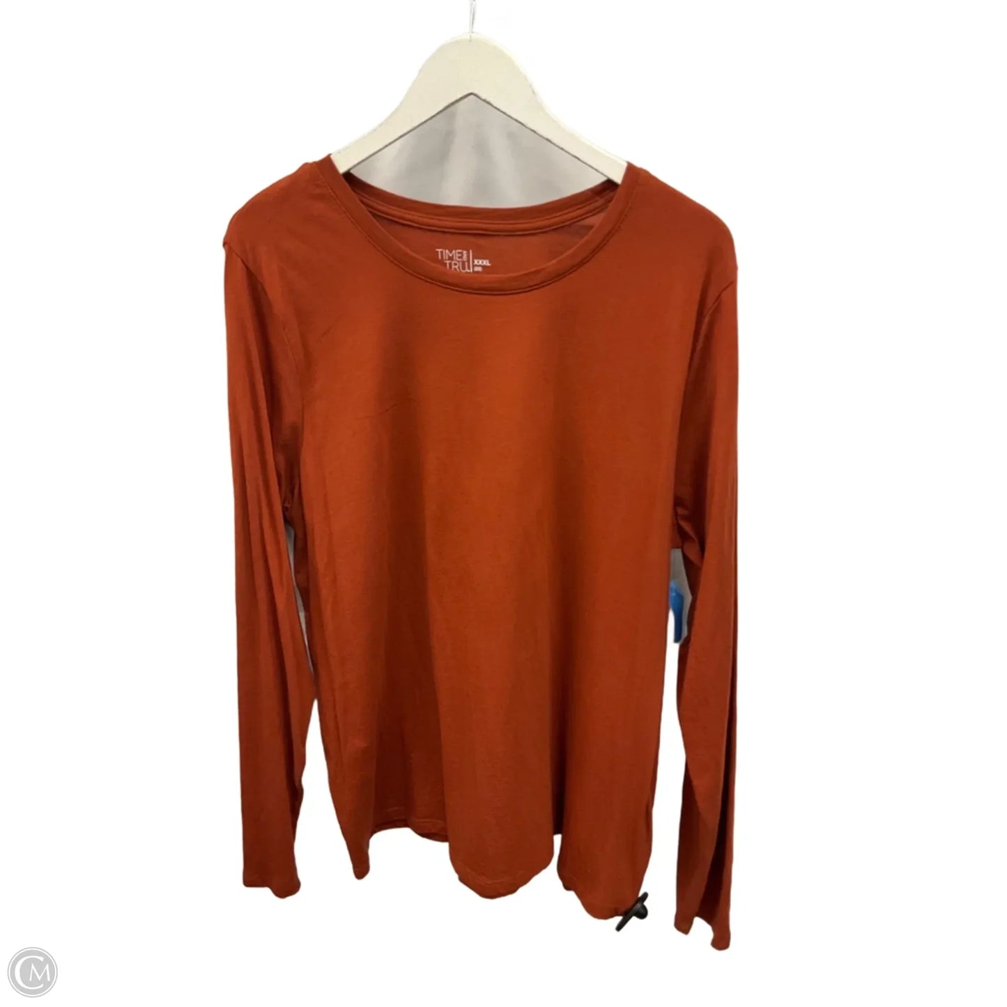 Top Long Sleeve Basic By Time And Tru In Orange, Size: Xxl