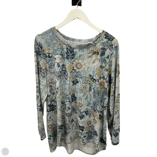 Top 3/4 Sleeve By Christopher And Banks In Blue & Grey, Size: Xl