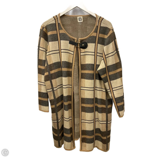 Sweater Cardigan By Anne Klein In Tan, Size: 1x