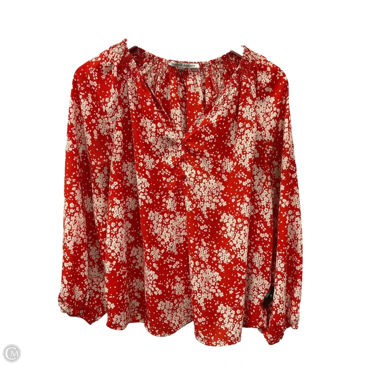 Top Long Sleeve By Collective Concepts In Red & White, Size: M