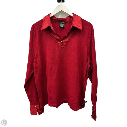 Top Long Sleeve By East 5th In Red, Size: 1x