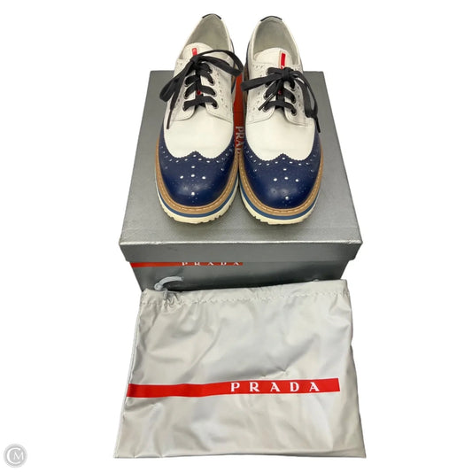 Shoes Luxury Designer By Prada In Navy, Size: 8