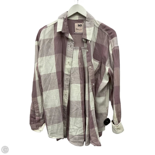 Top Long Sleeve By So In Purple & White, Size: S