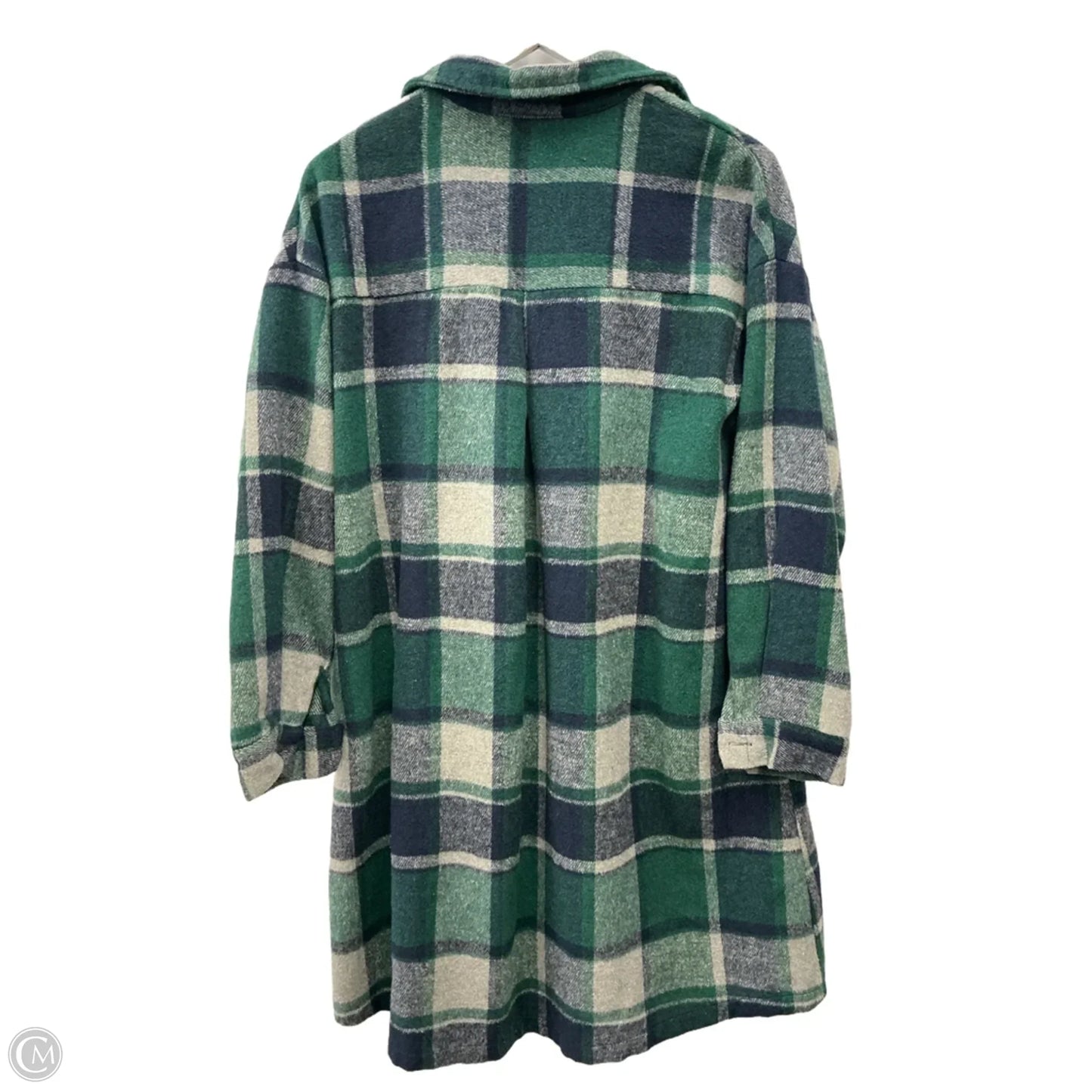 Jacket Shirt By Shein In Blue & Green, Size: L