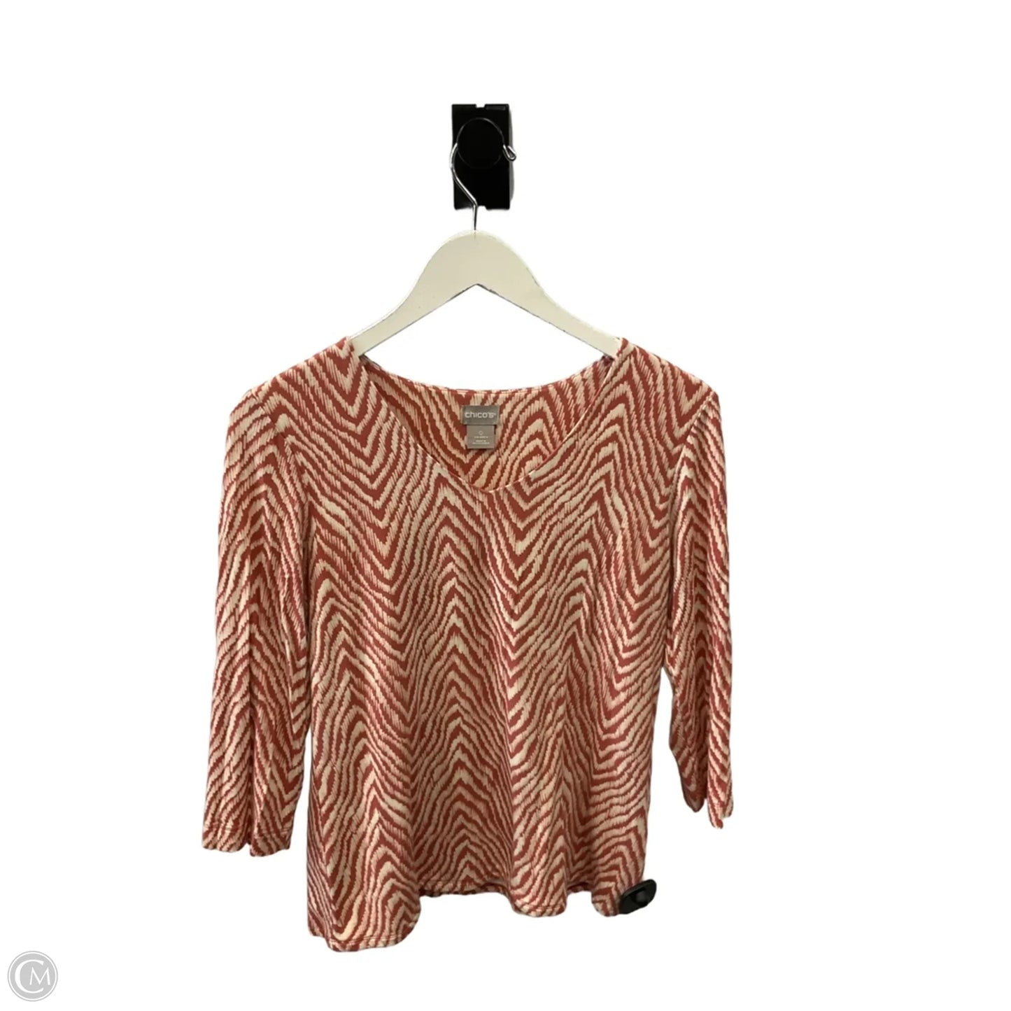 Top 3/4 Sleeve By Chicos In Coral, Size: S