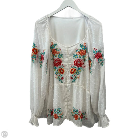 Top Long Sleeve By Clothes Mentor In White, Size: 2x