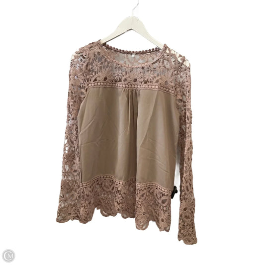 Top Long Sleeve By Clothes Mentor In Tan, Size: Xl