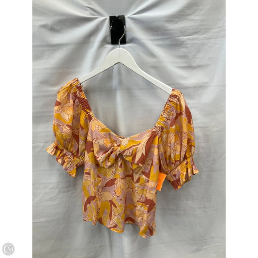Top Short Sleeve By Nine West Apparel In Orange & Pink, Size: L