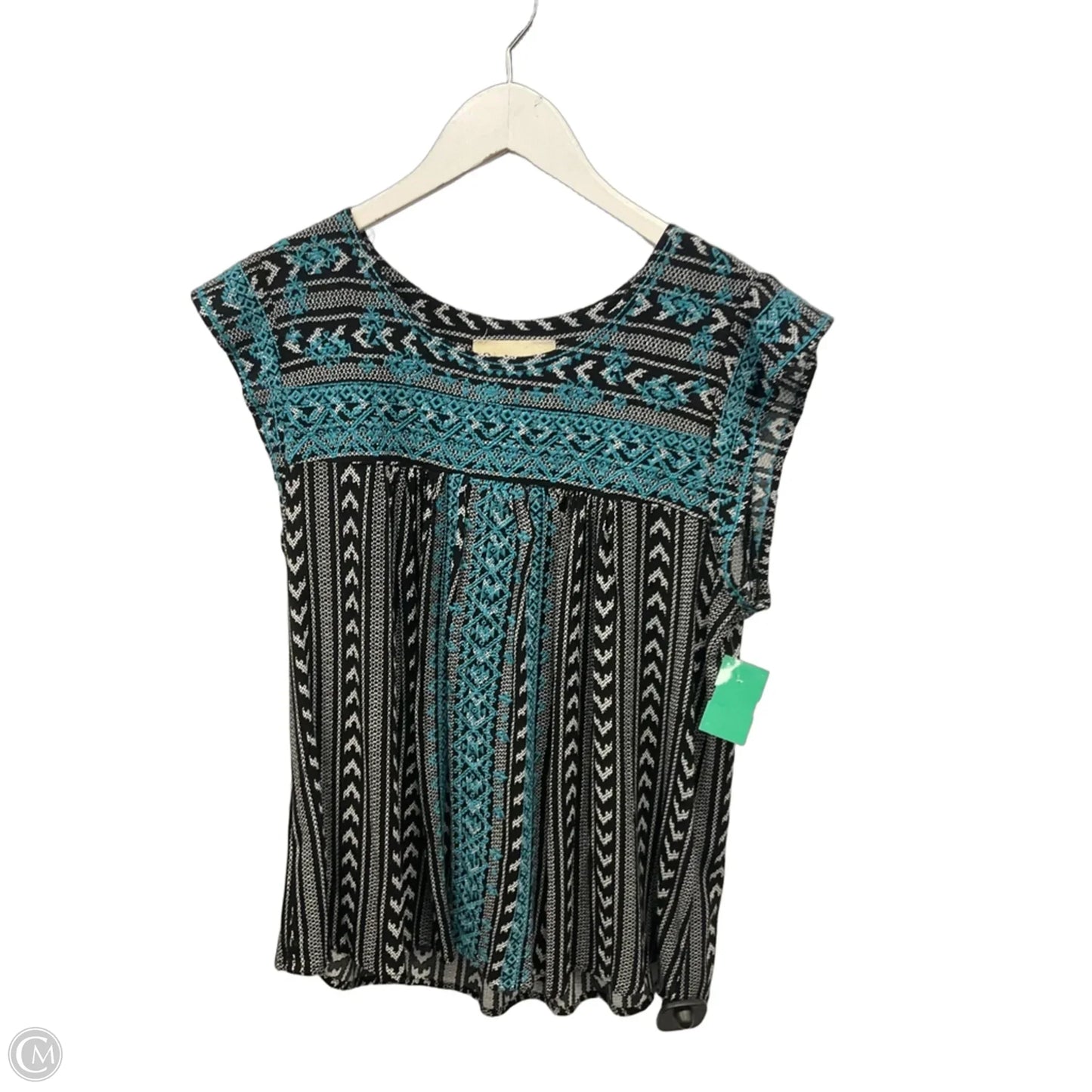 Top Short Sleeve By Savanna Jane In Black & Blue, Size: S