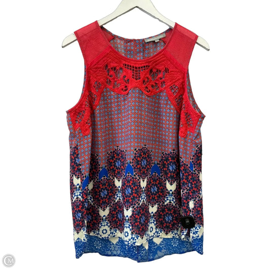 Top Sleeveless By Daniel Rainn In Blue & Red, Size: L