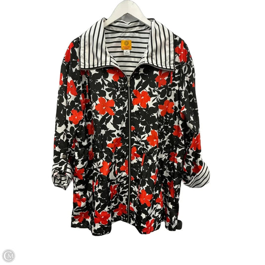 Jacket Windbreaker By Ruby Rd In Black & Red, Size: 2x