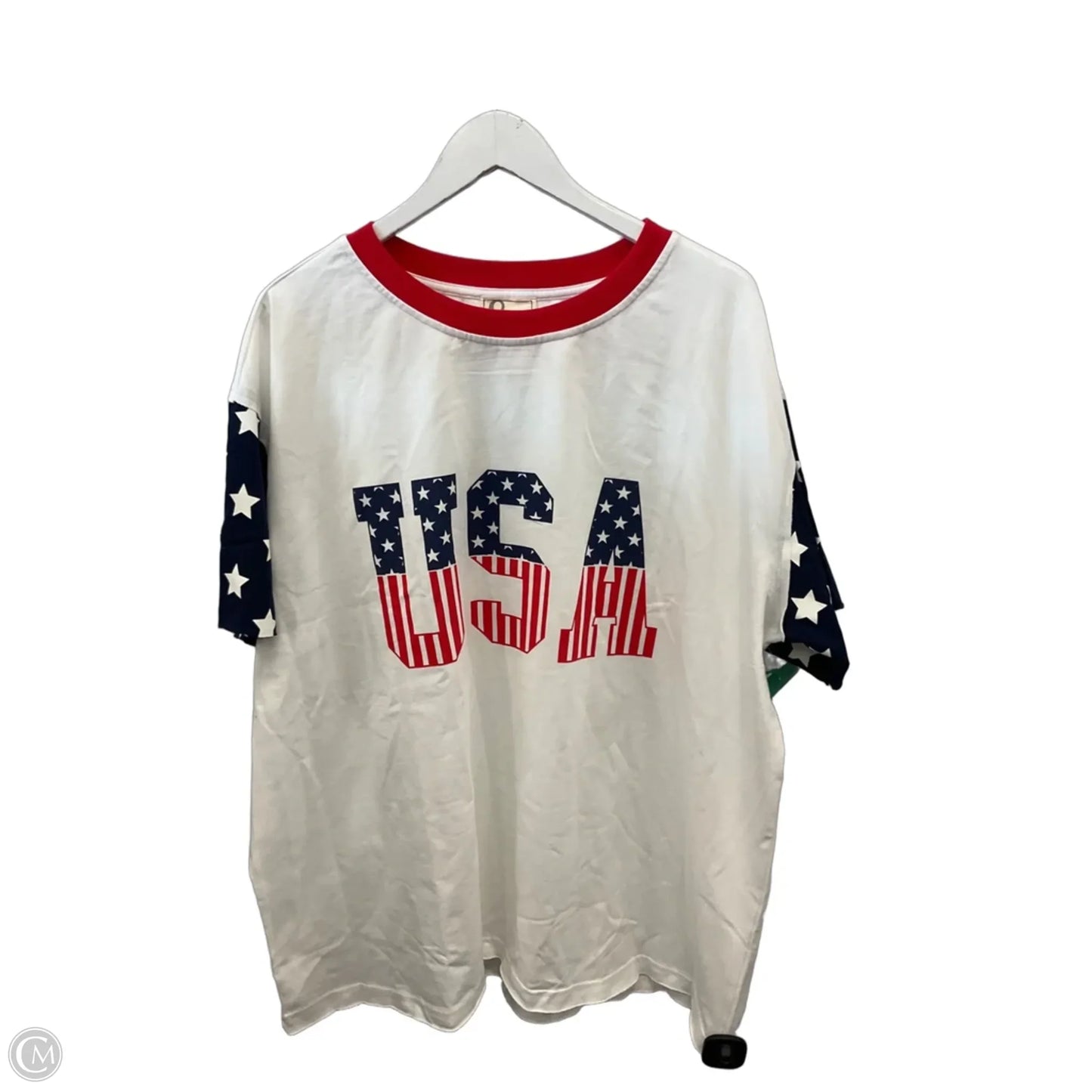 Top Short Sleeve By Clothes Mentor In Blue Red & White, Size: L